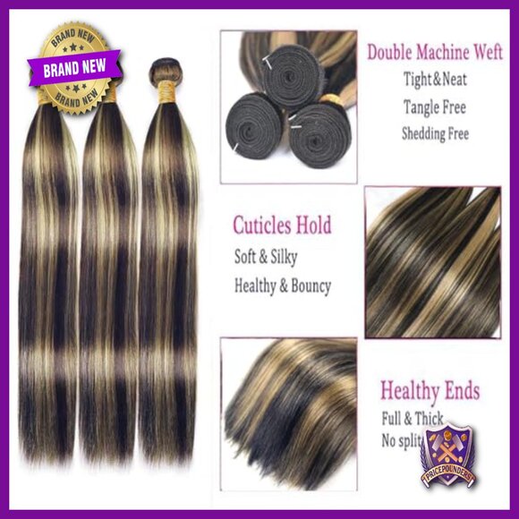Brazilian Human Hair Extensions Straight Bundles 16-20 Inch Double Weft main image 4